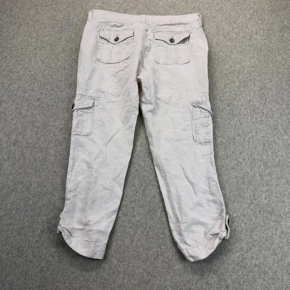 Banana Republic Womens Martin Fit Cropped Cargo Pants Linen-Blend Petite 00